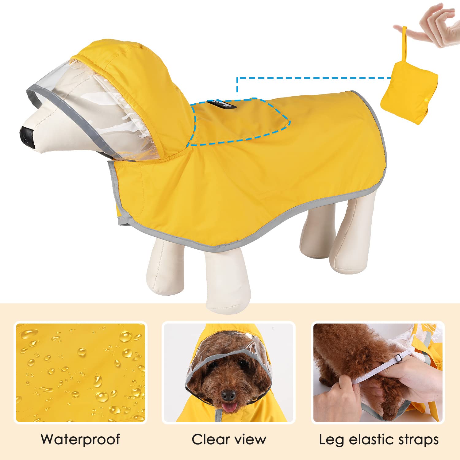 SlowTon manteau pluie chien sangles ajustables pour un ajustement securise
