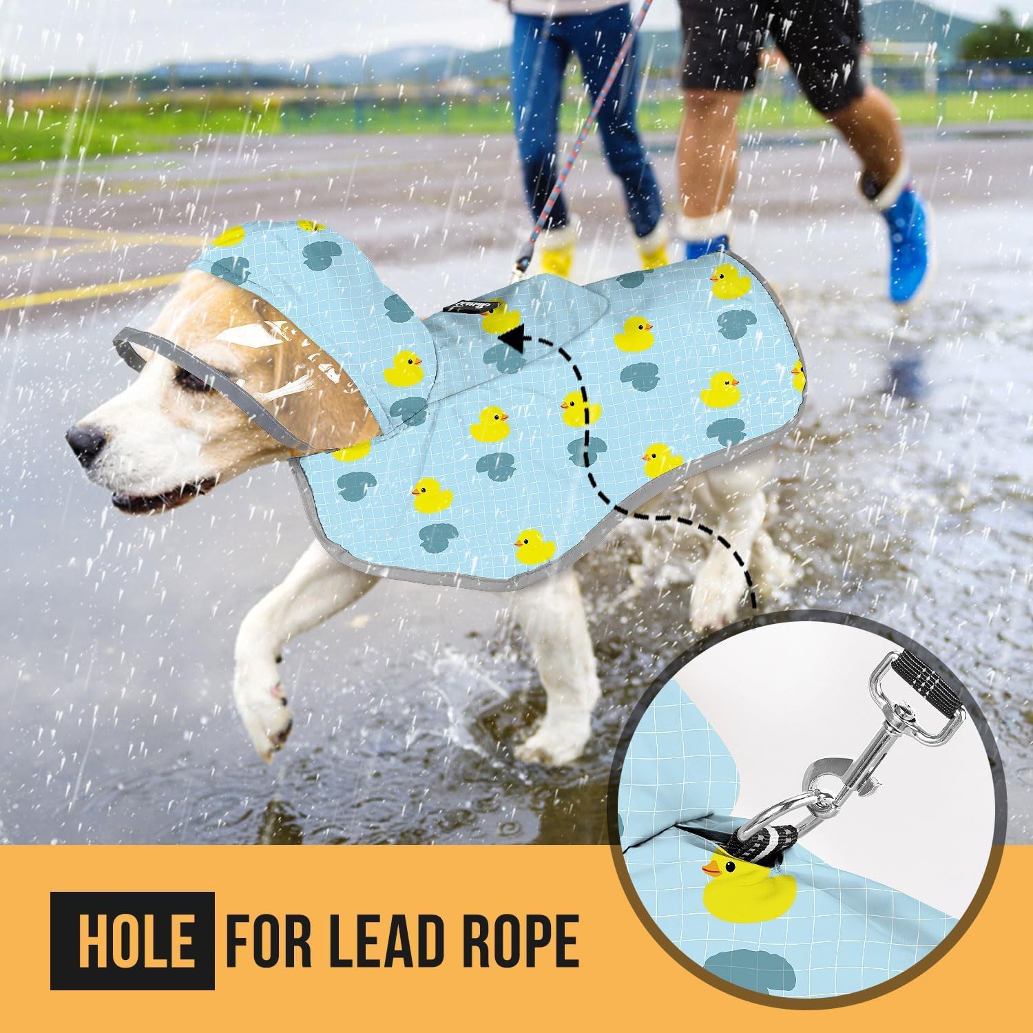 SlowTon manteau-pluie-chien-harnais-collier: compatibilité avec harnais et collier.