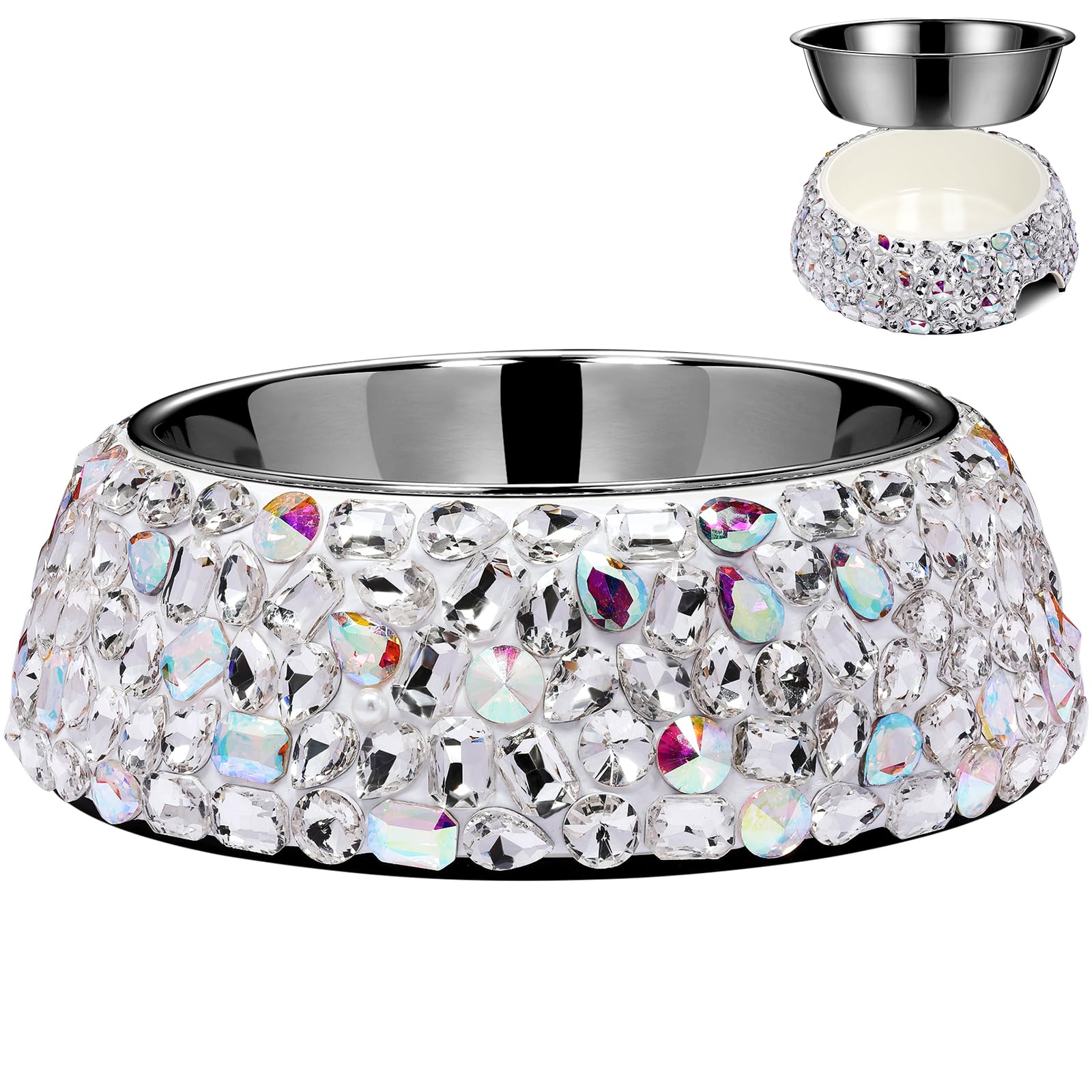 Bol SlowVibes en inox avec effet bling, idéal pour des repas propres et attrayants.