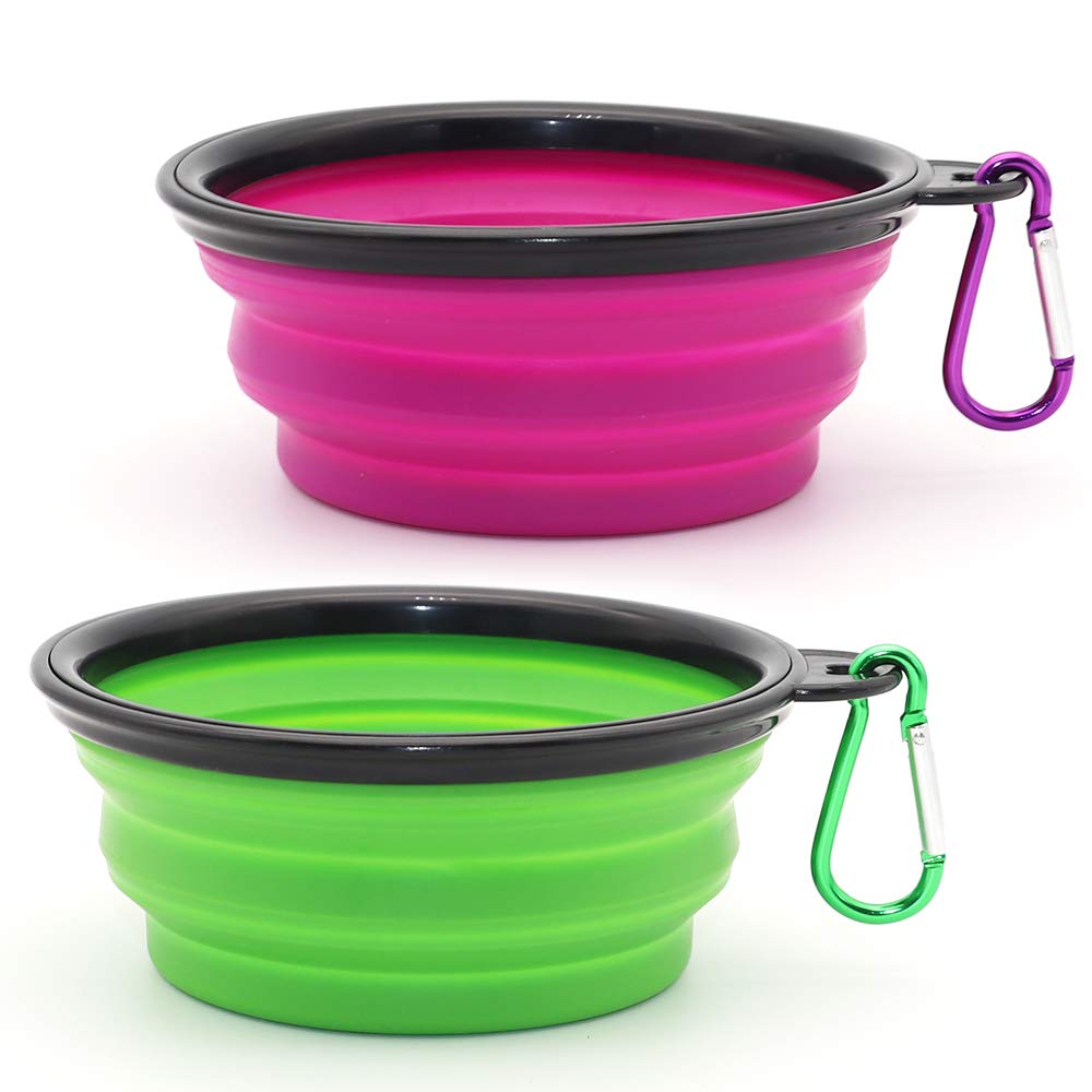 SLSON bol chien pliable vert violet ouvert, pratique pour balades.