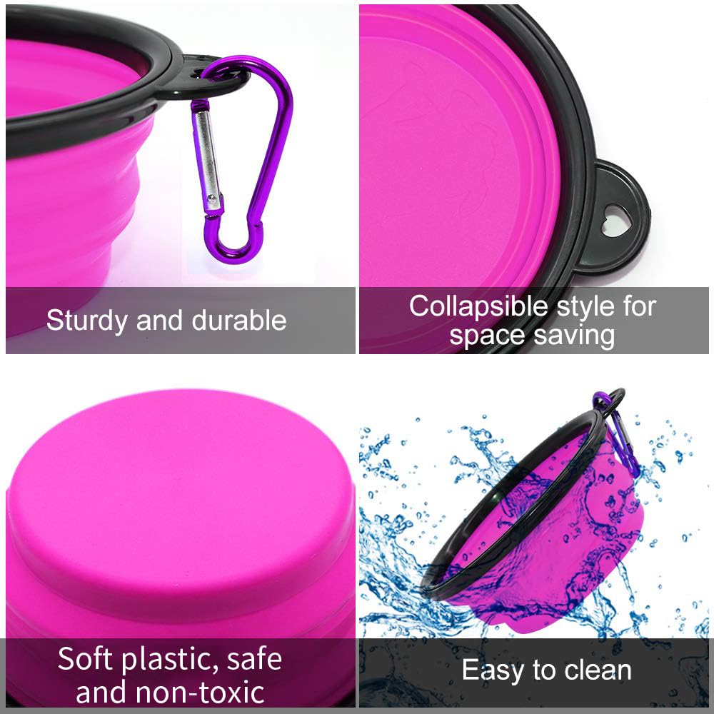 SLSON bol chien pliable vert violet idéal pour l'eau et nourriture.