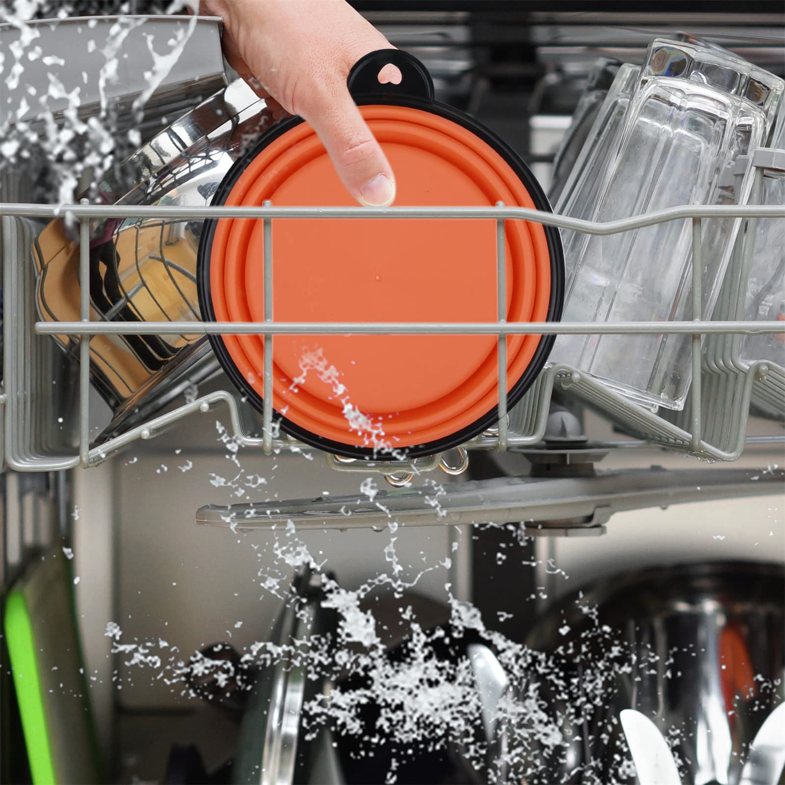 Bol SLSON pliable orange et violet, idéal pour activités en plein air.