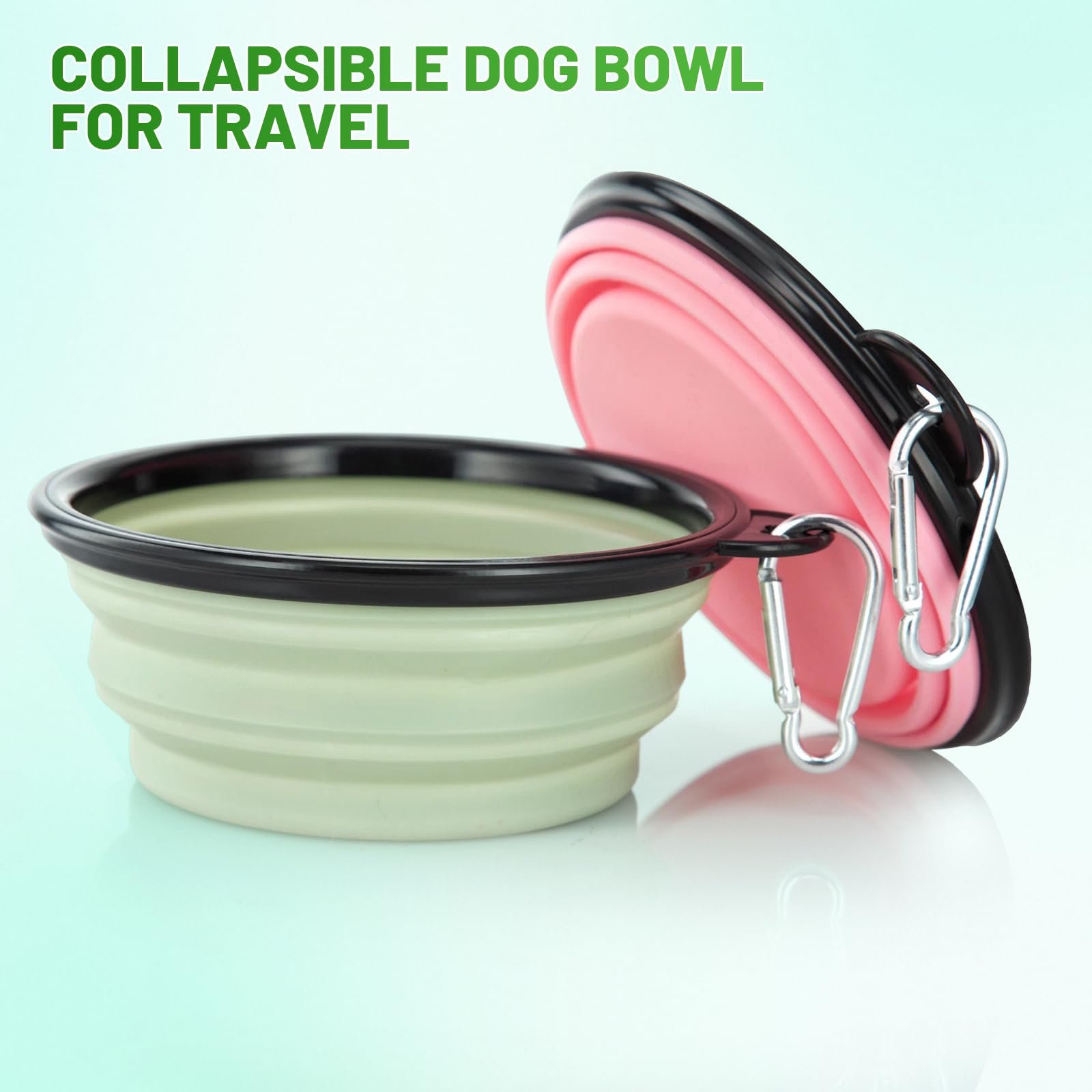 Bol SLSON pliable vert pour chien, idéal pour sorties en plein air