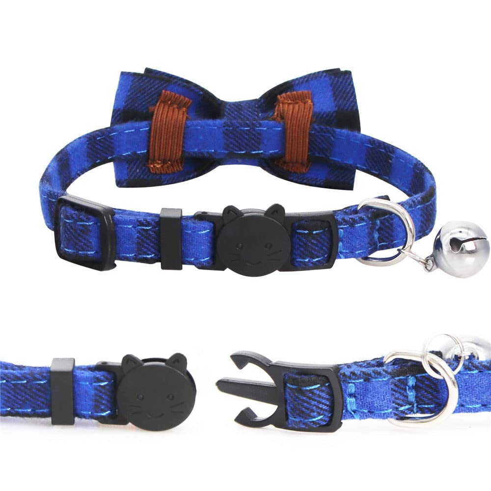 Collier SLSON plaid avec noeud papillon amovible, style charmant.