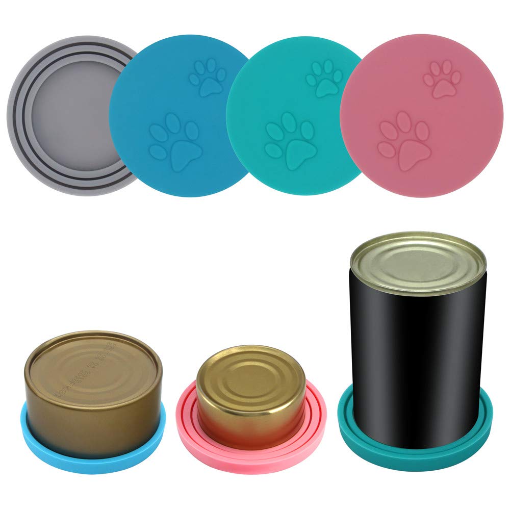 Couvercles SLSON bleu en silicone, hermétiques, pour préserver l’alimentation des animaux.