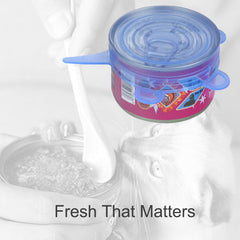 Couvercles SLSON bleu, silicone durable et anti-odeur pour aliments pour animaux.
