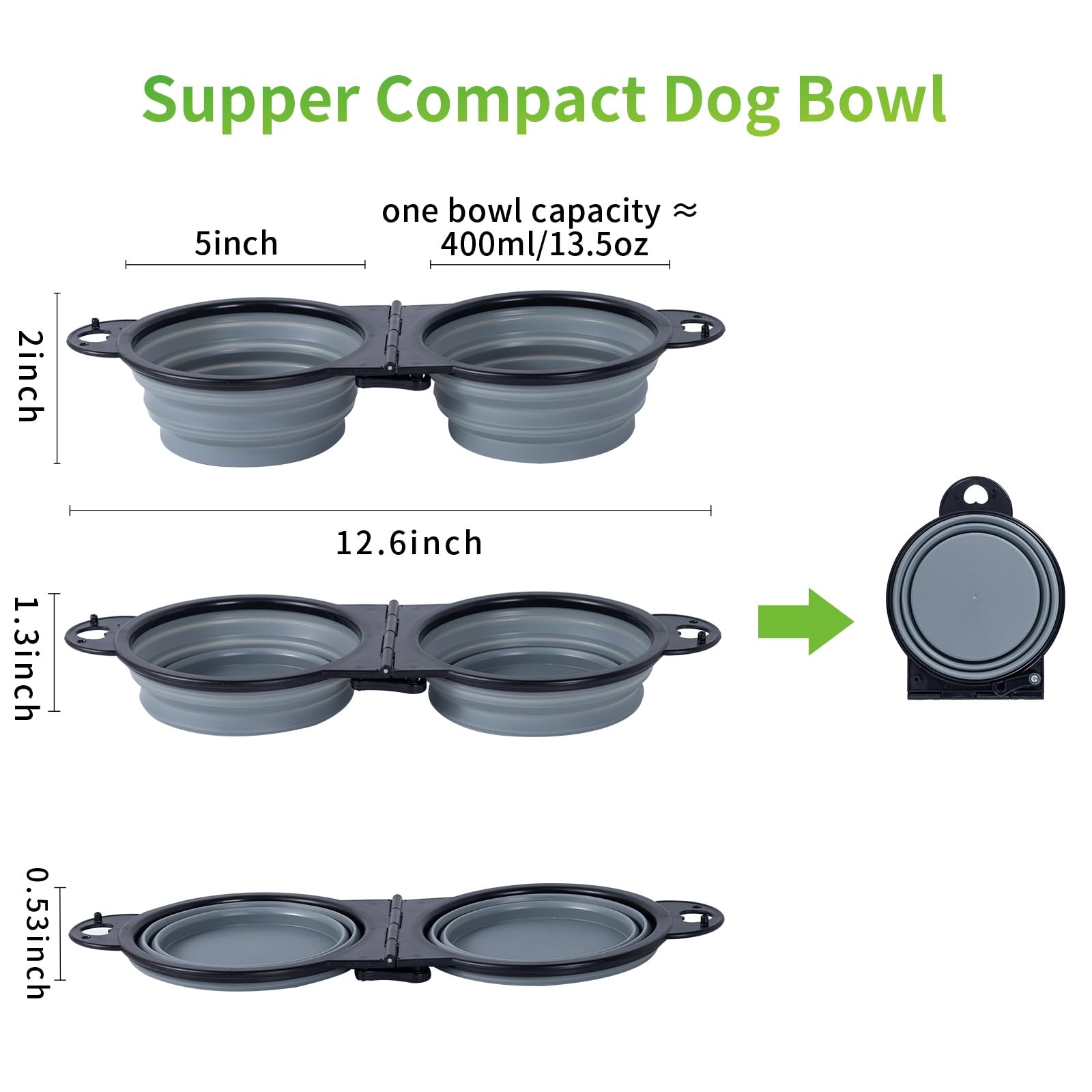 SLSON gamelles chien 180 degrés pliables, design compact idéal pour les voyages.
