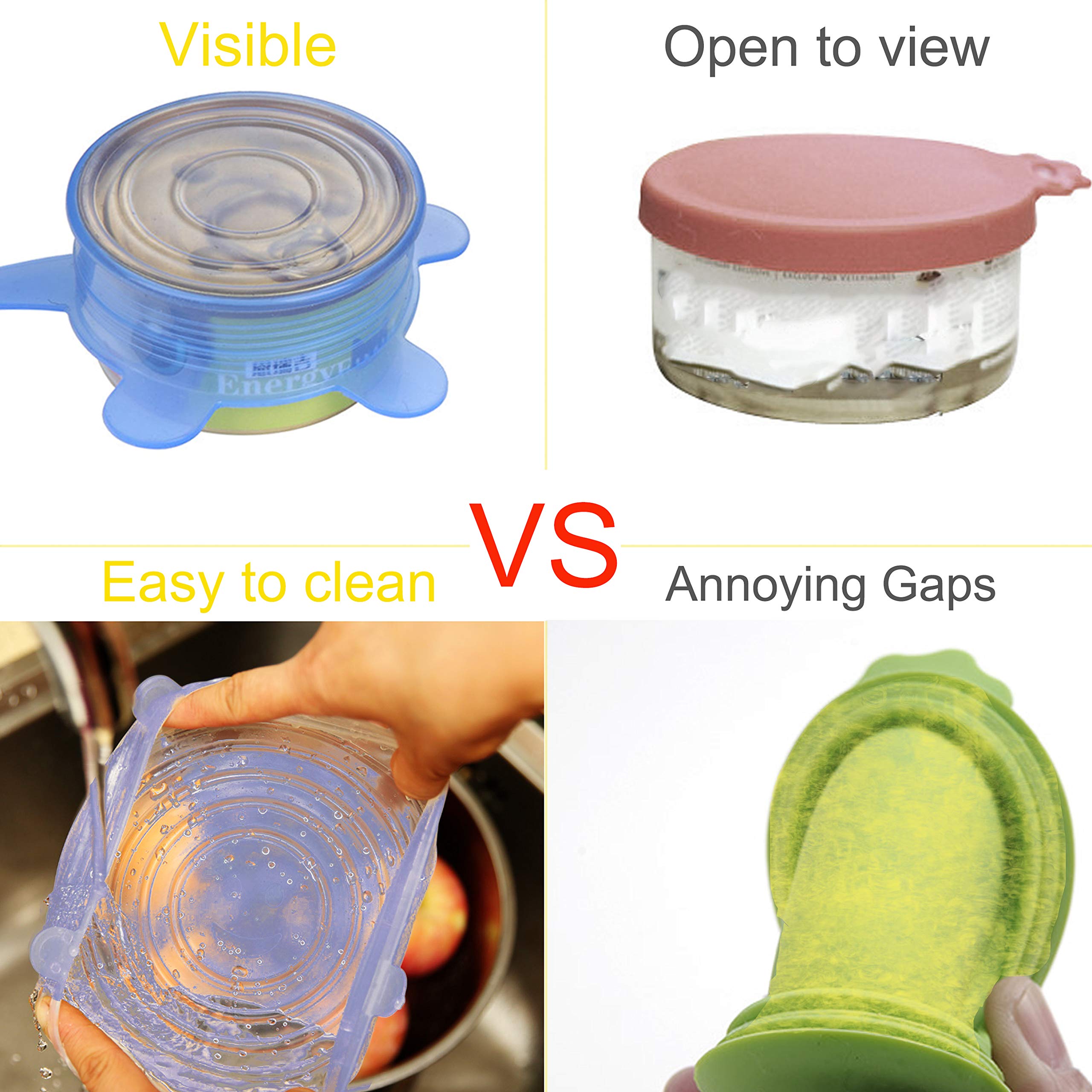 Couvercles en silicone SLSON bleu, lavable au lave-vaisselle et résistant à la chaleur.