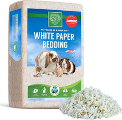 Small Pet Select bedding en papier blanc, texture douce et absorption élevée.