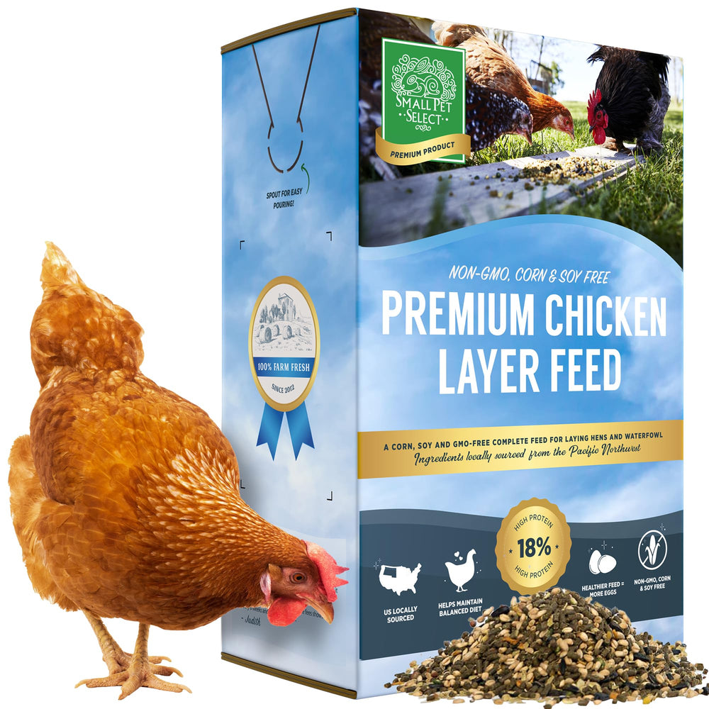 Small Pet Select Chicken Layer Feed : pellets visibles pour une nutrition complète des pondeuses.