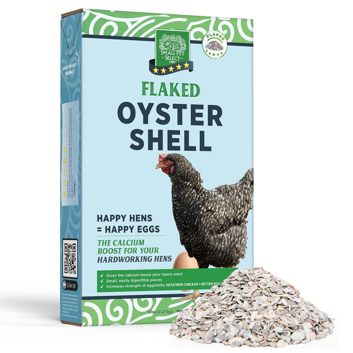 Small Pet Select: sachet coquilles huître floconné pour apport calcique naturel