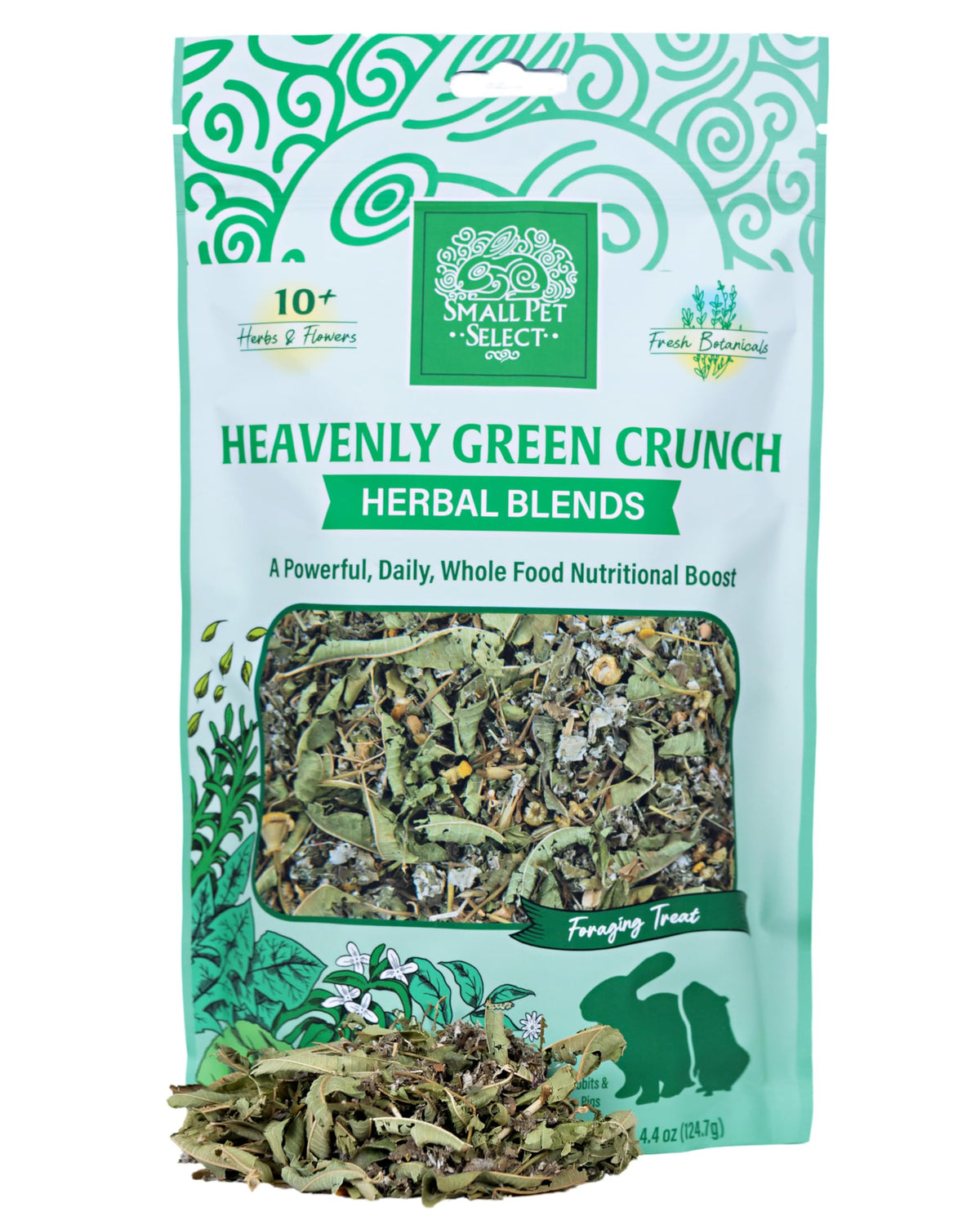 Small Pet Select croquant vert melange d'herbes sac: snack attractif pour lapins et cochons d'Inde.