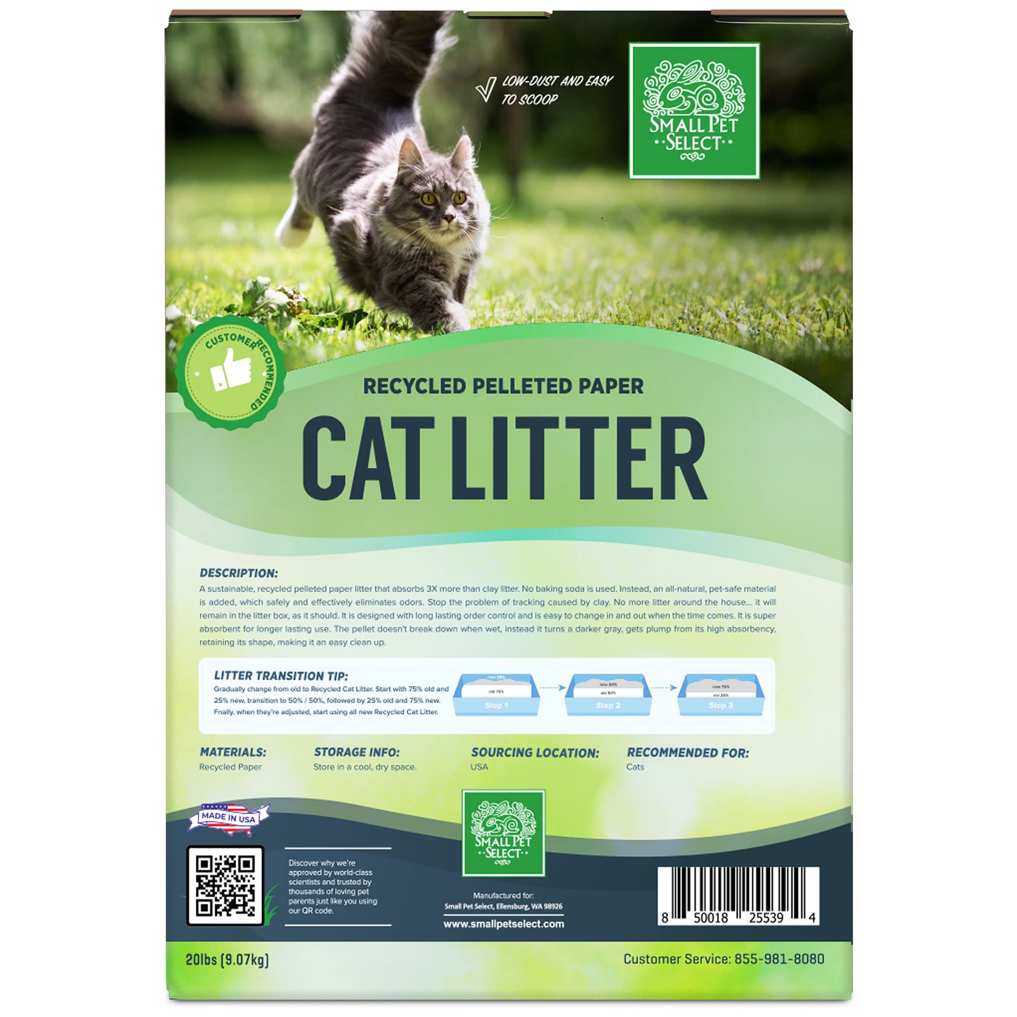 Small Pet Select fabriqué aux États‑Unis, granulés écologiques pour tous les chats.