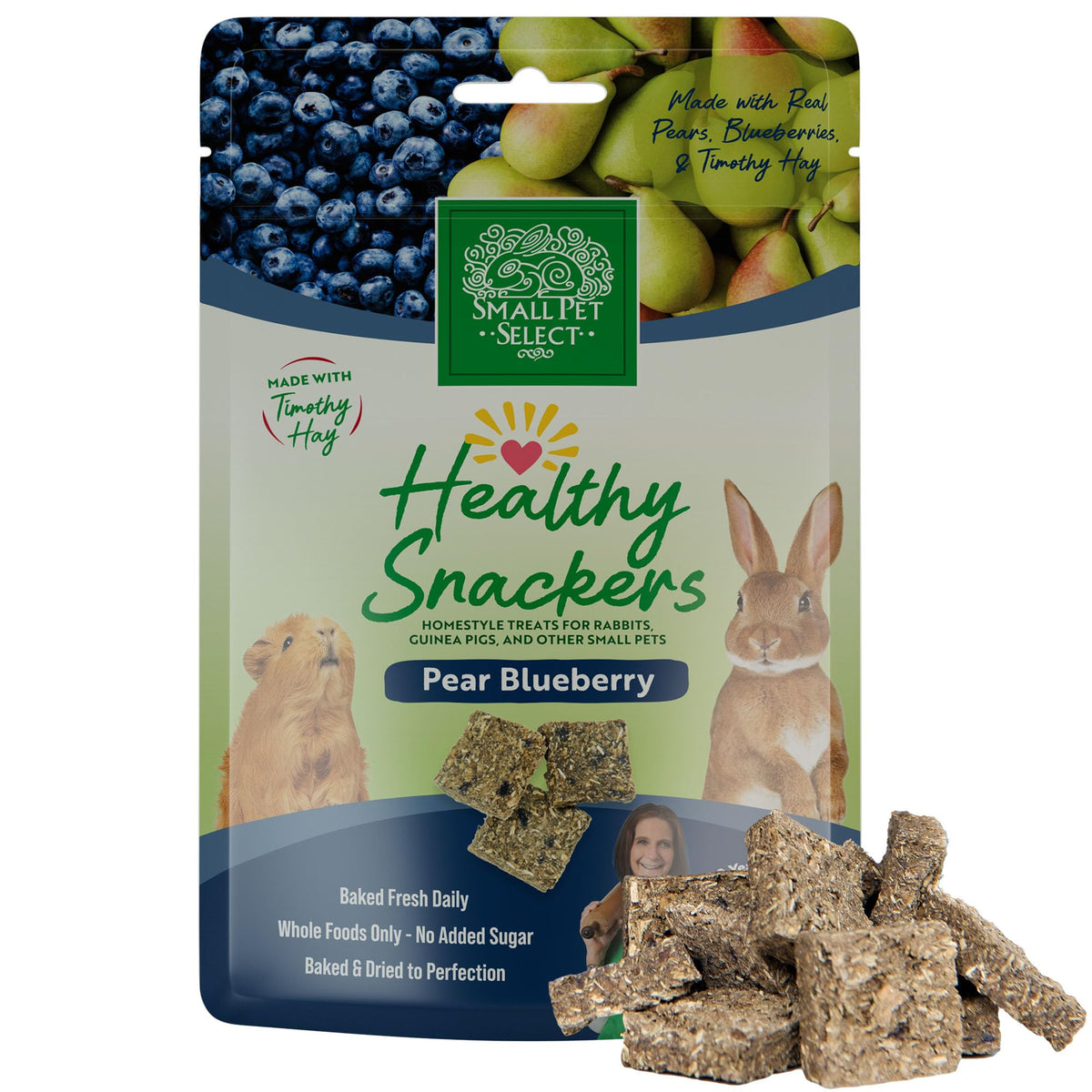 Emballage Small Pet Select Poire Myrtille, friandises saines pour petits animaux.