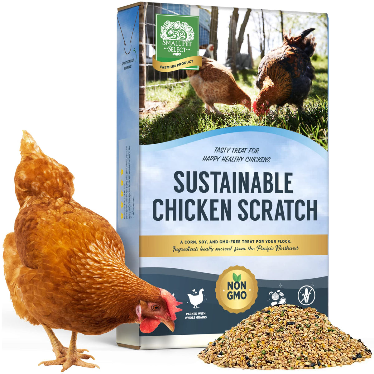 Small Pet Select Scratch de poulet durable en sac, grains variés et croquant