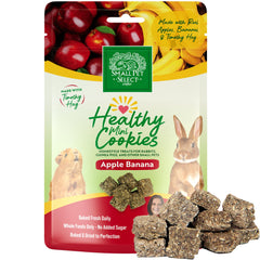 Small Pet Select snacker pomme-banane emballage: friandise saine pour lapins et cobayes, enrichissement.
