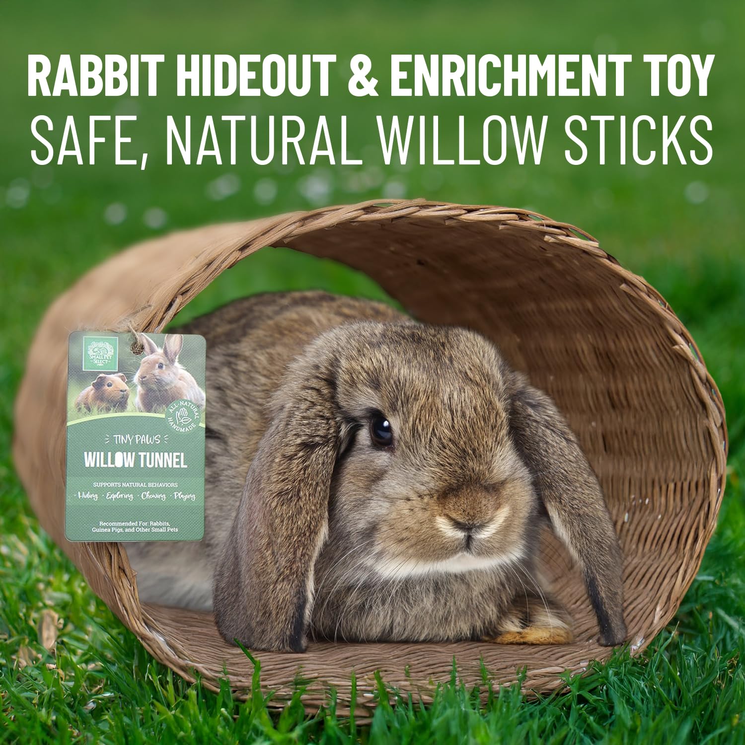 Small Pet Select Tiny Paws Tunnel Saule Jumbo, matériau naturel et durable pour exploration quotidienne.