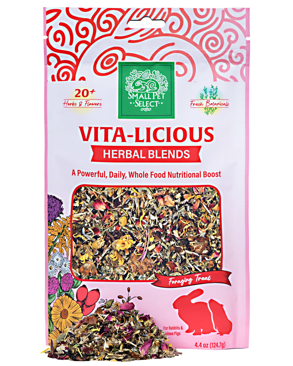 Small Pet Select Vita-Licious Essentials – bocal: friandise quotidienne à base d’herbes entières