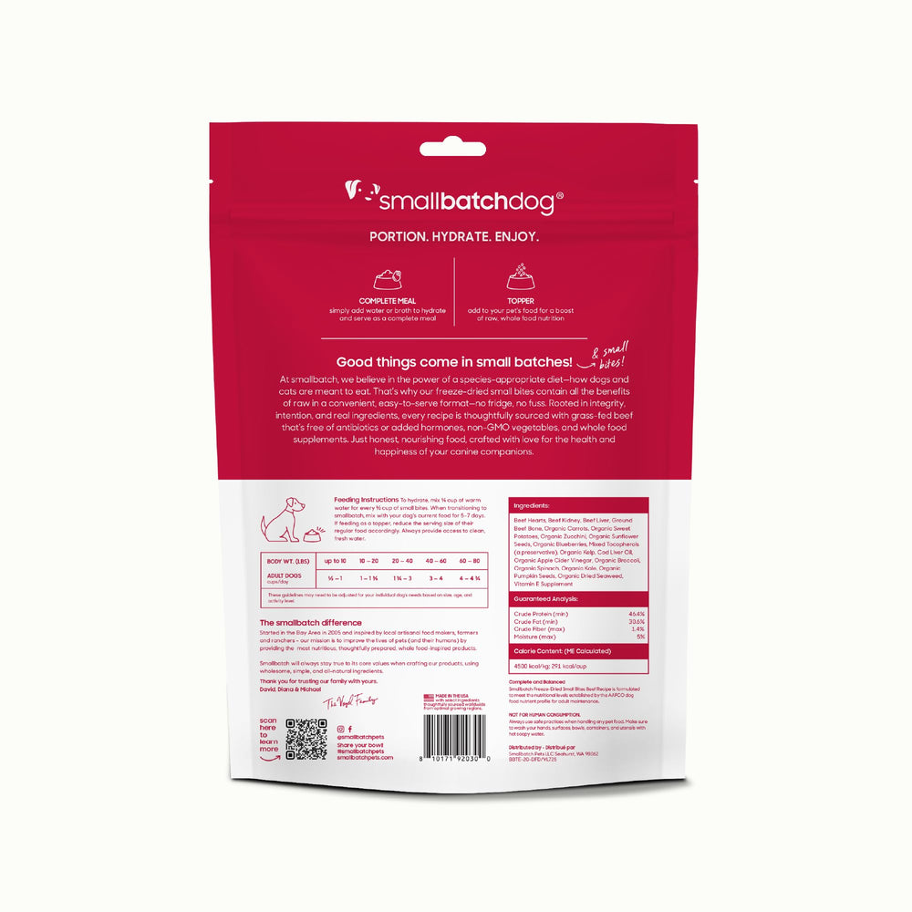 smallbatch boeuf lyophilisé – emballage 20 oz, portions pratiques