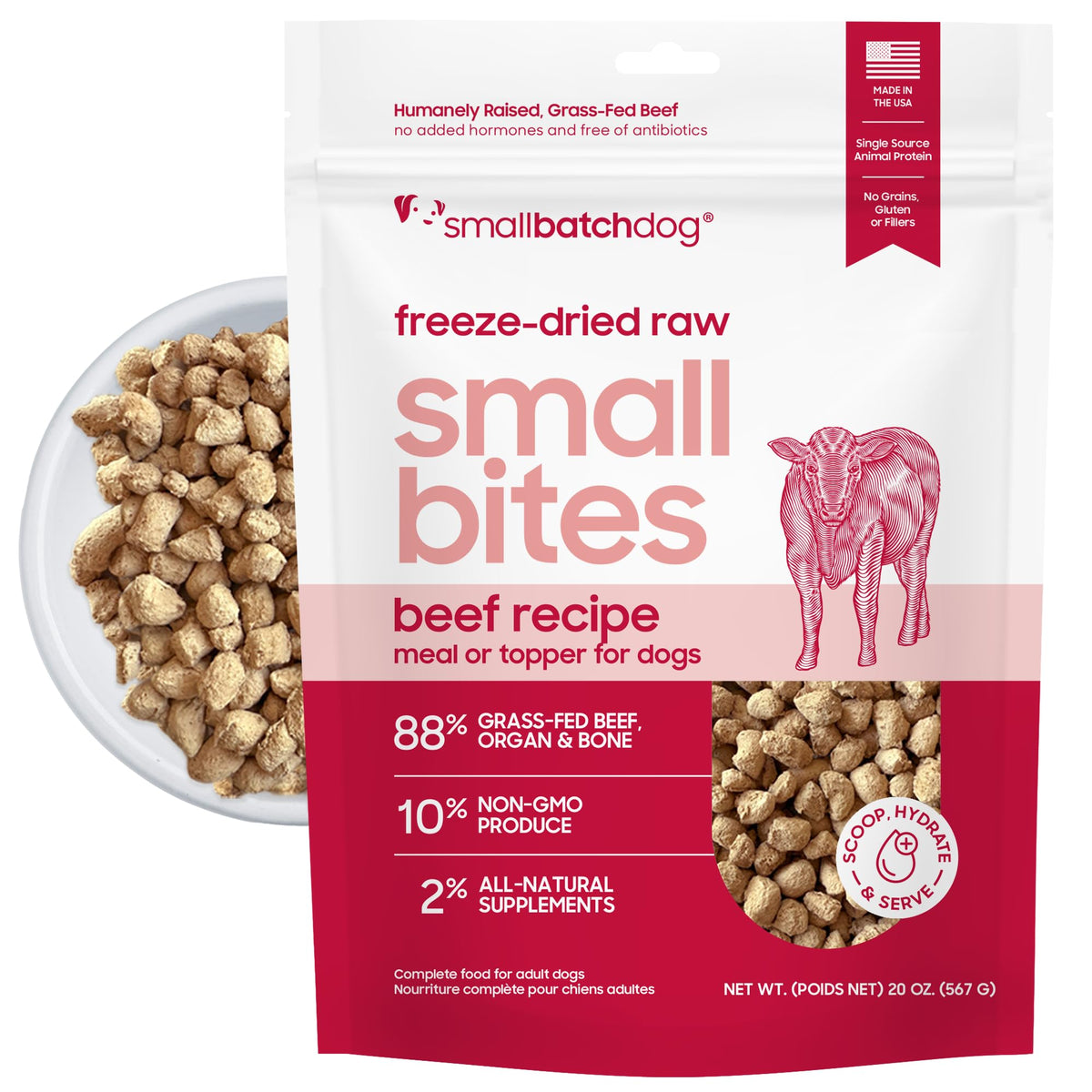 smallbatch boeuf lyophilisé – petites bouchées, repas pratique et appétence naturelle