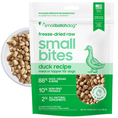 smallbatch canard bouchées sèches emballage, pratique pour repas équilibré