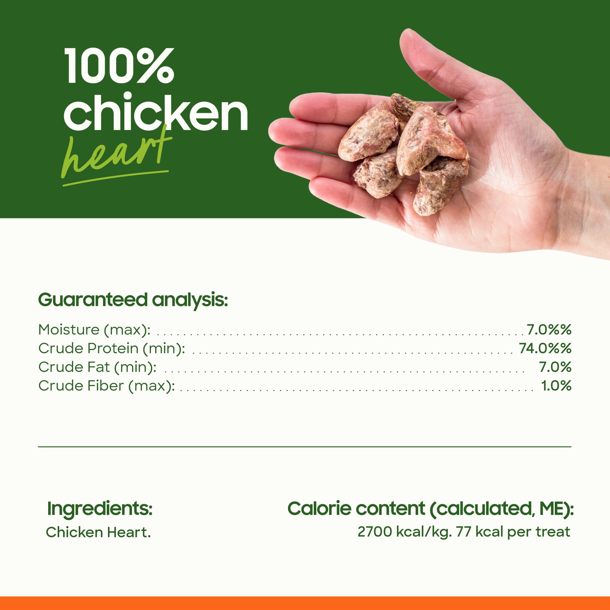 smallbatch cœur de poulet séché, sans conservateurs, pour récompense quotidienne.