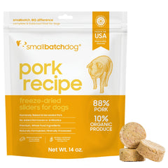 galettes lyophilisees au porc Smallbatch, repas proteine riche pour chien.