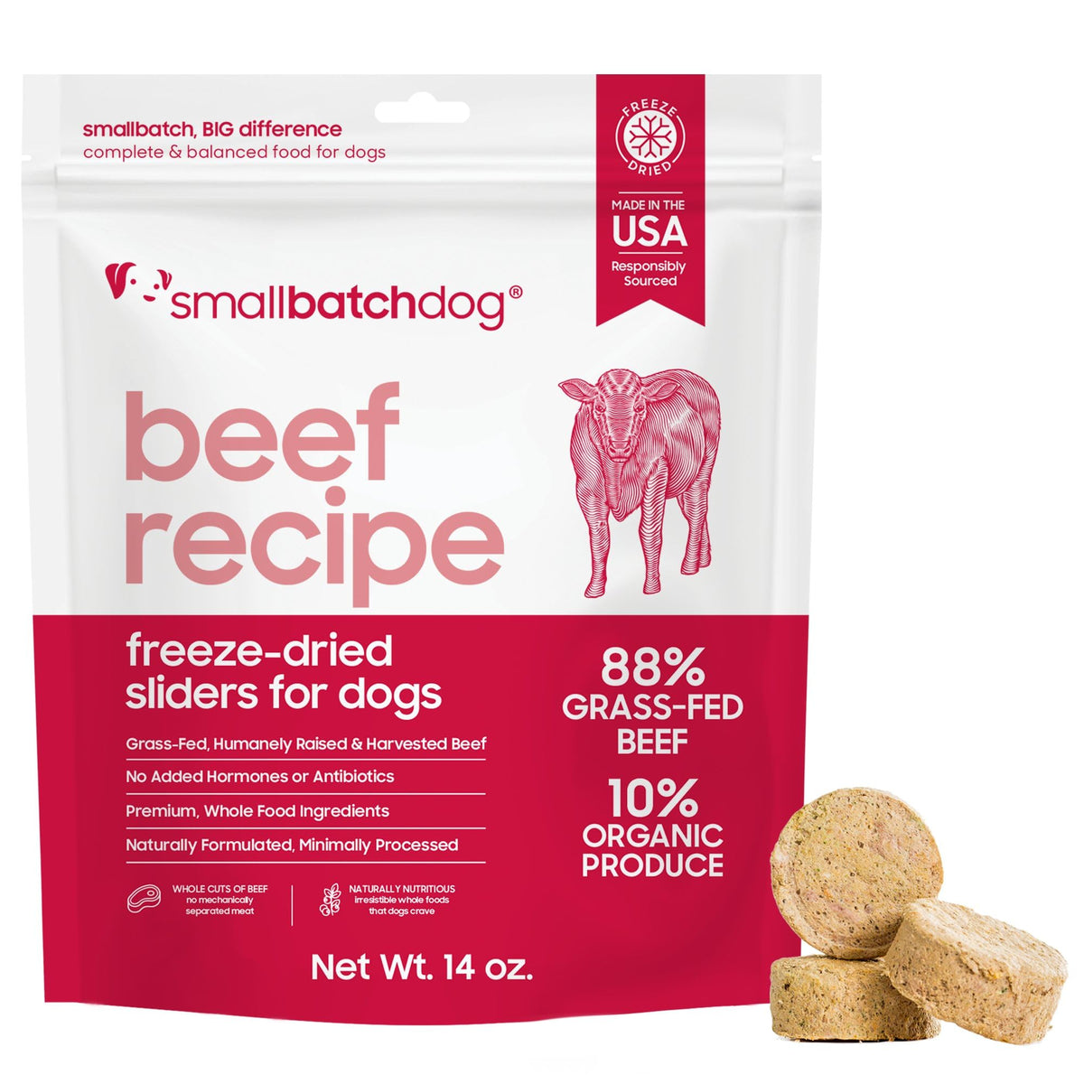 Smallbatch Pets boeuf lyophilise pour chien, repas pratique et nutritif