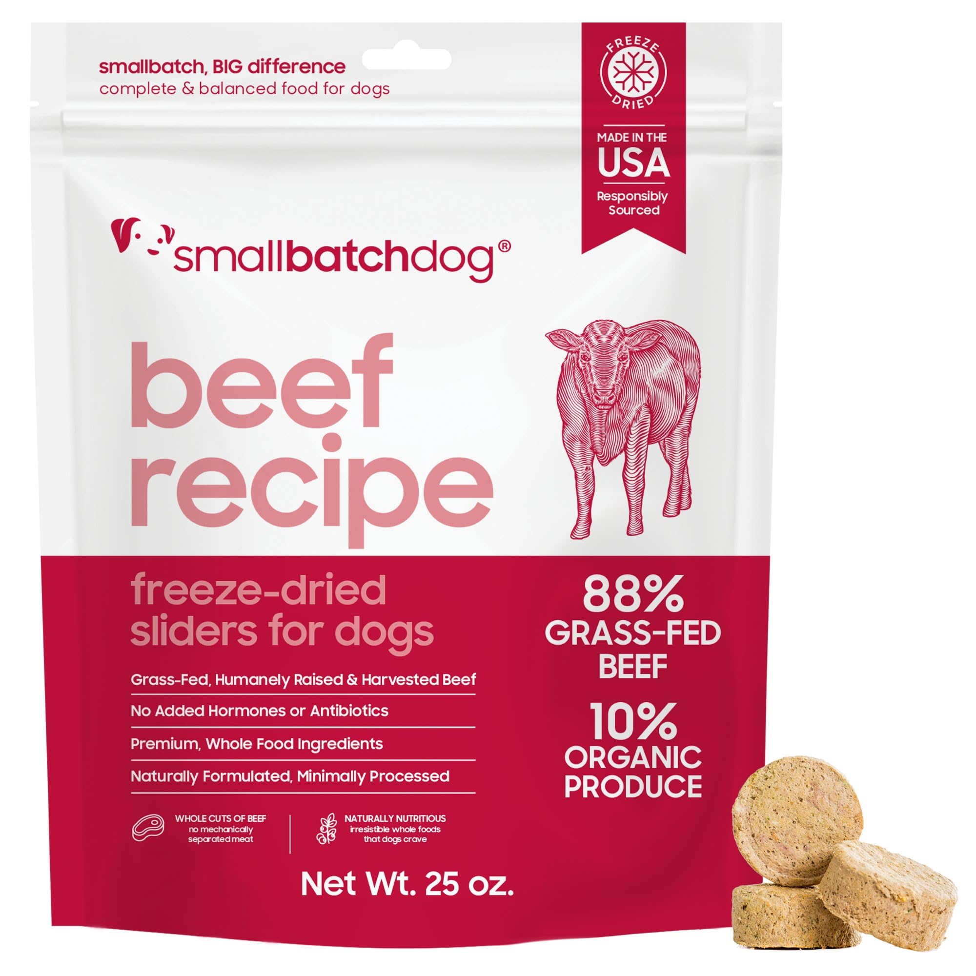 Smallbatch Pets Boeuf Séché emballage pratique prêt à hydrater