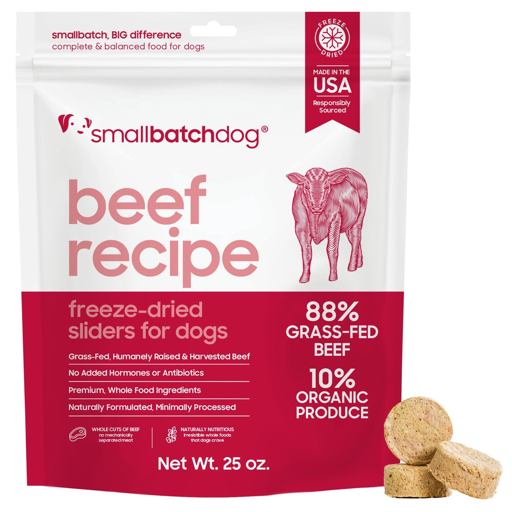 Smallbatch Pets Boeuf Séché emballage pratique prêt à hydrater
