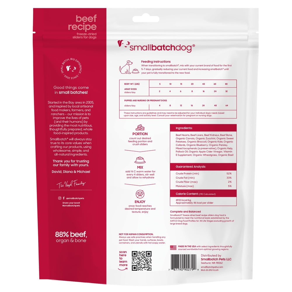 Smallbatch Pets Boeuf Séché nutrition équilibrée pour chien