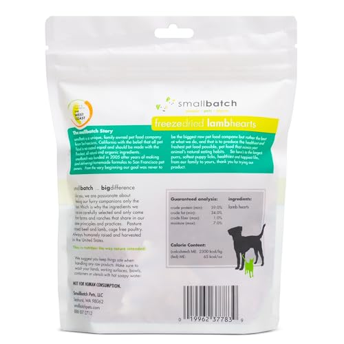 smallbatch cœur d'agneau de qualité américaine pour chiens et chats.