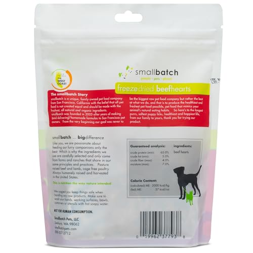 smallbatch Pets Coeur de boeuf seche – emballage 3-5oz prêt a l’emploi