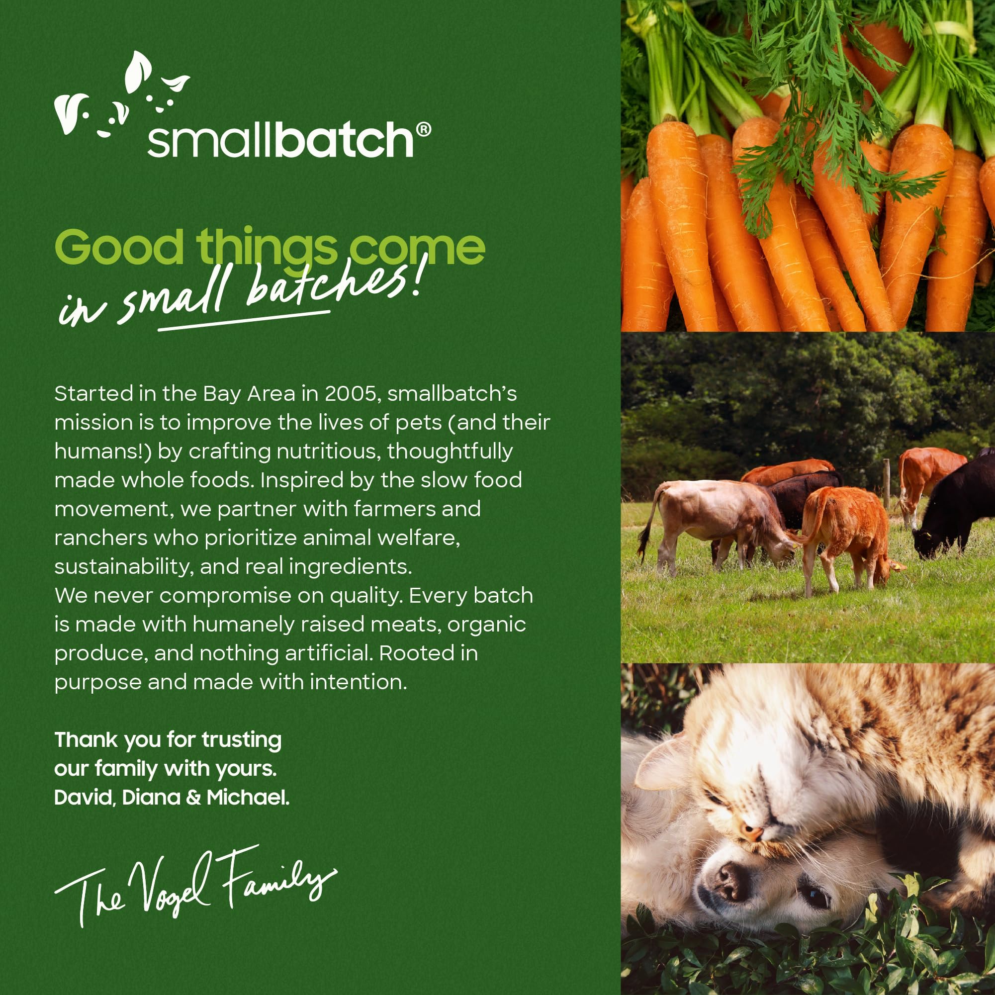 Smallbatch Pets Fabriqué Aux Etats-Unis : viande humainement élevée et qualité assurée.