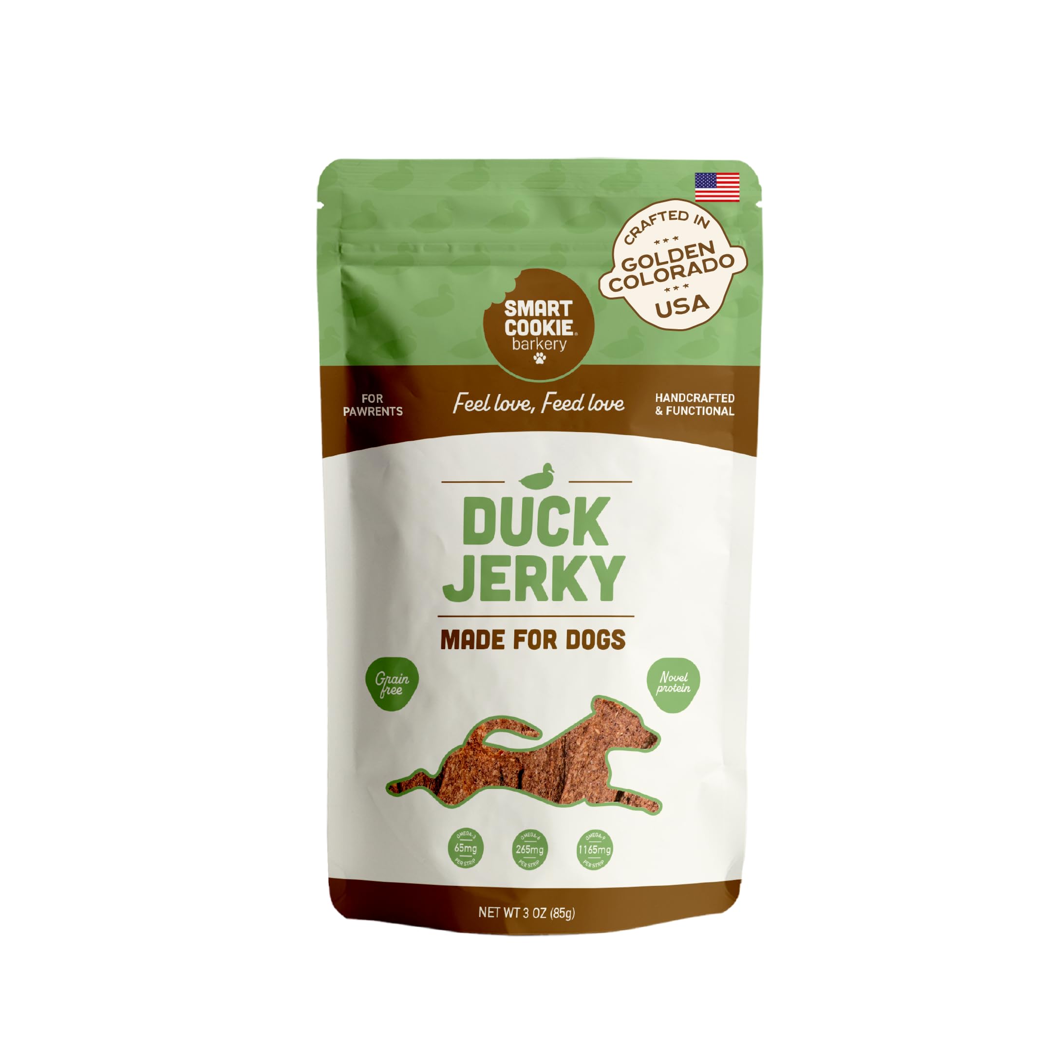 Smart Cookie jerky de canard en tranche, récompense hypoallergénique pour chien.