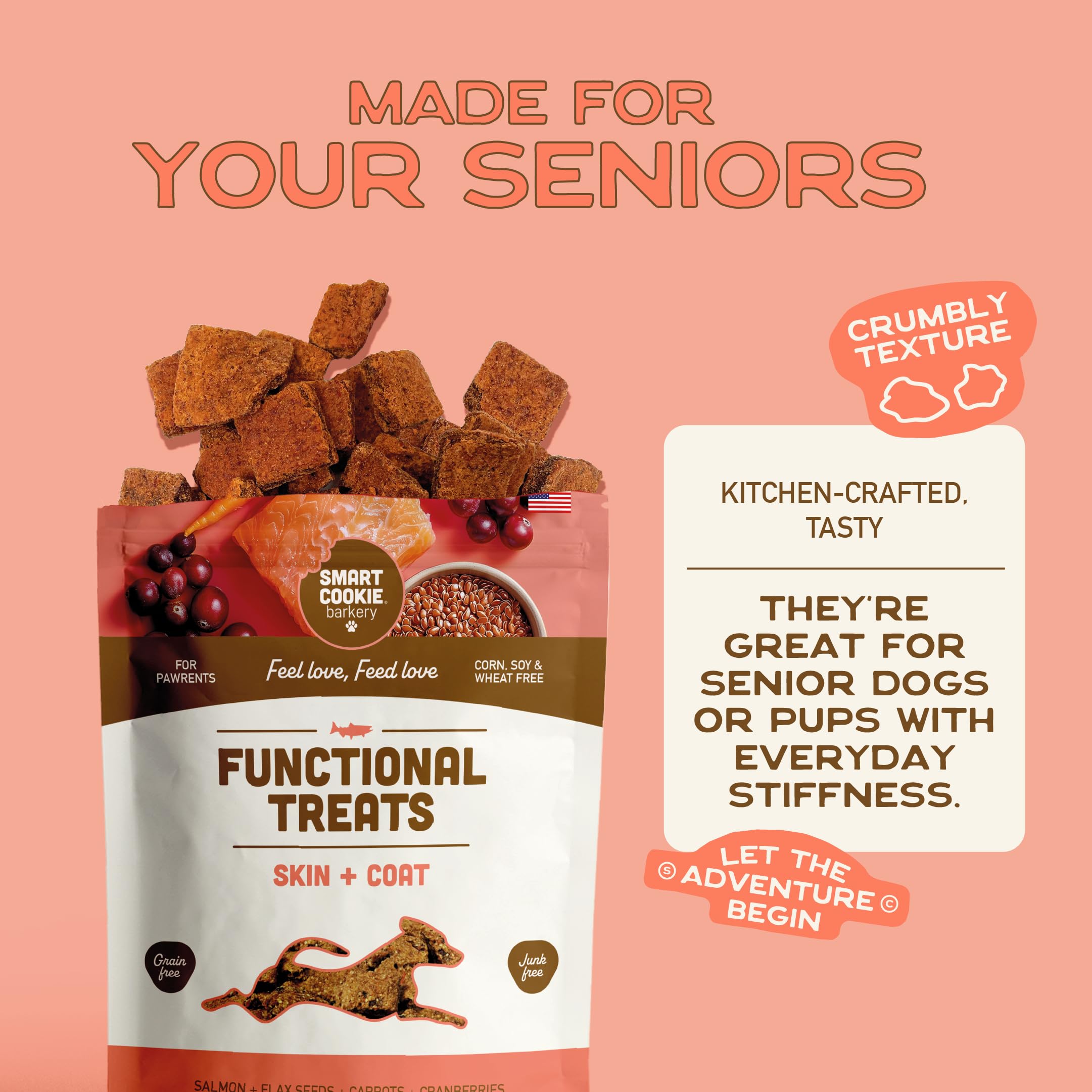 Smart Cookie sans blé ni maïs ni soja pour chiens sensibles.