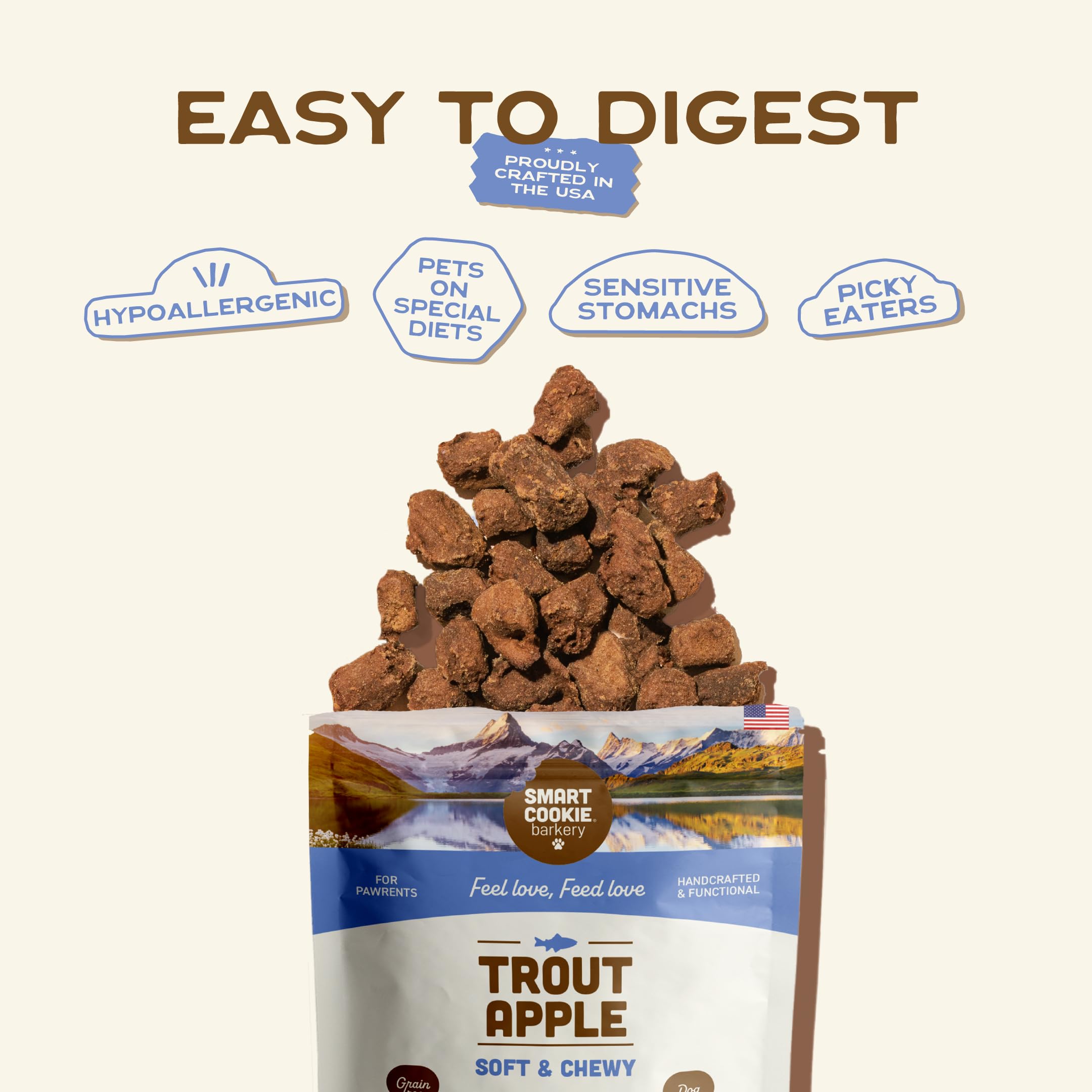 Smart Cookie truite et pomme – sachet pratique pour les sorties.