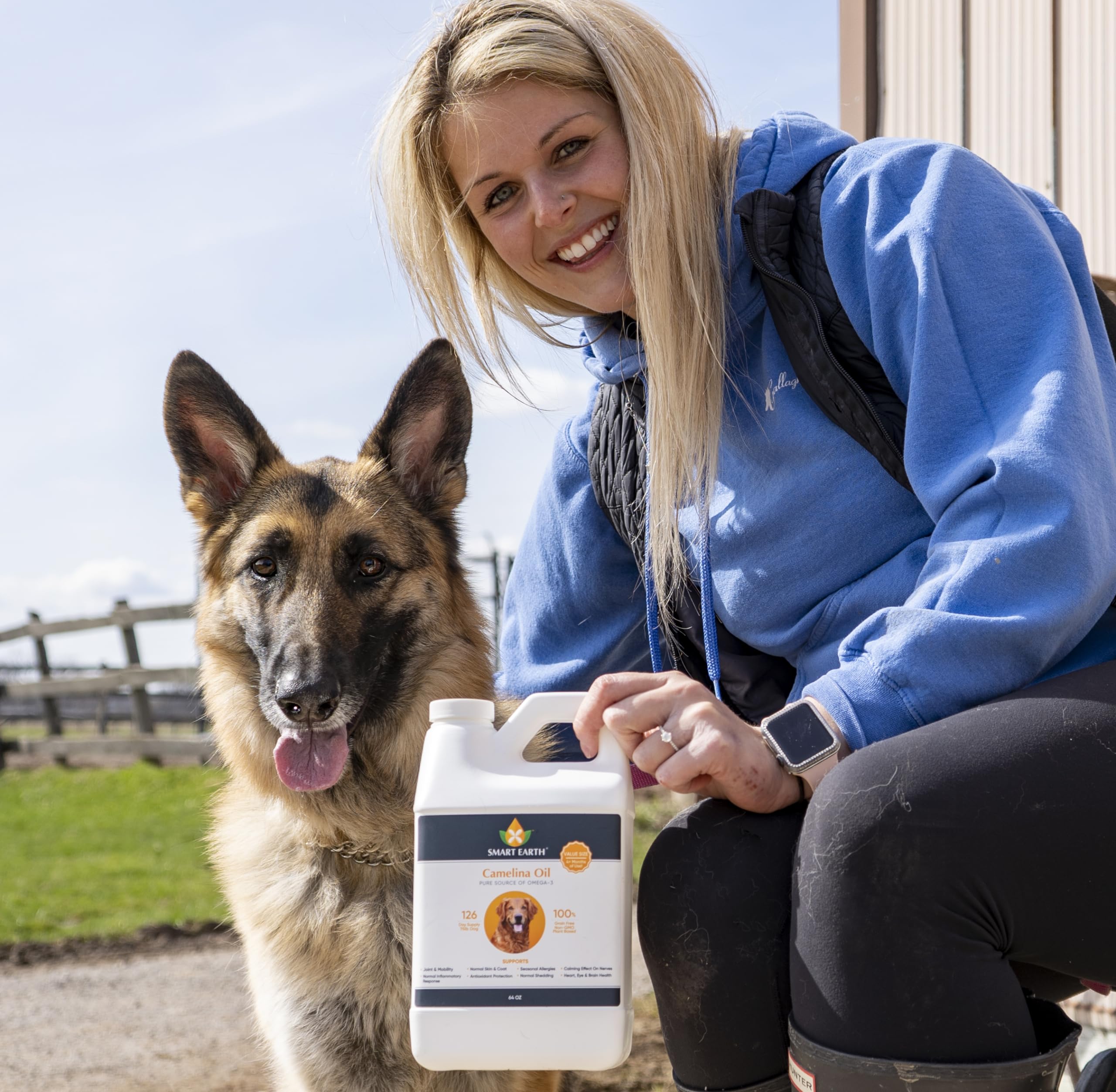Smart Earth huile camelina pour chien – peau saine et pelage éclatant.