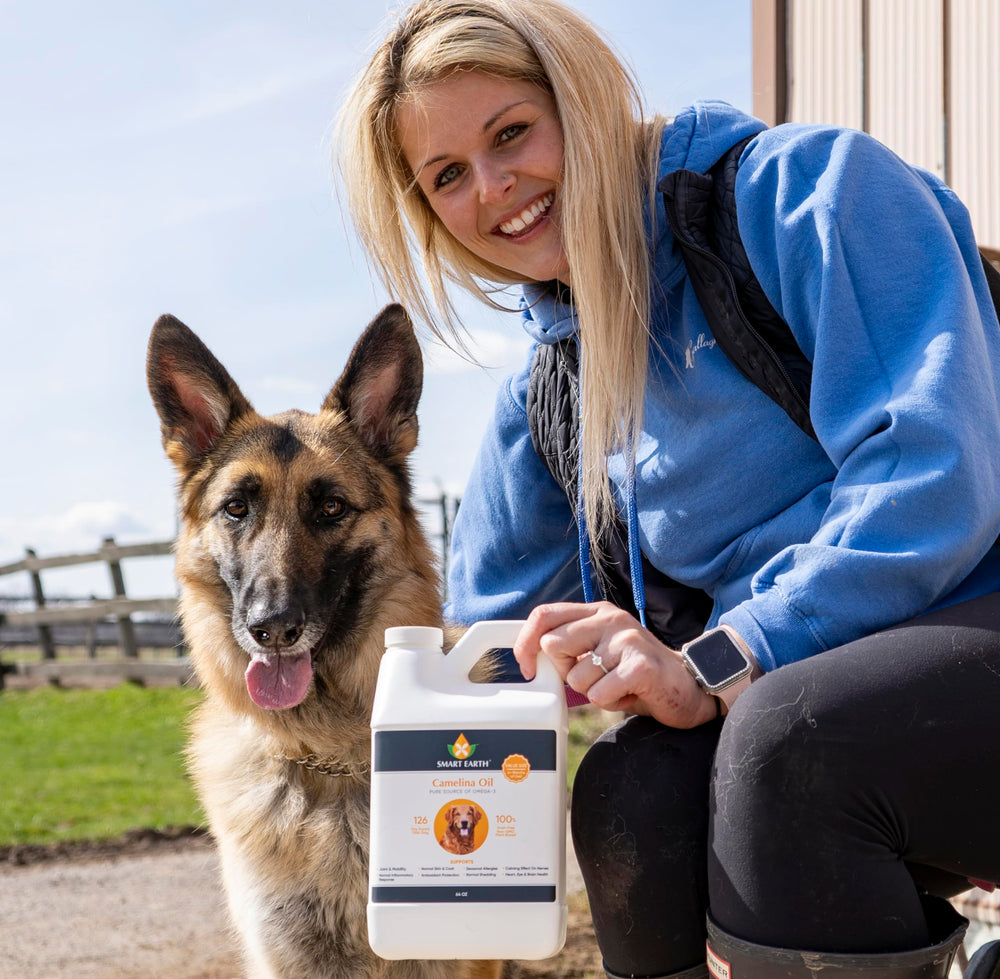 Smart Earth huile camelina pour chien – peau saine et pelage éclatant.