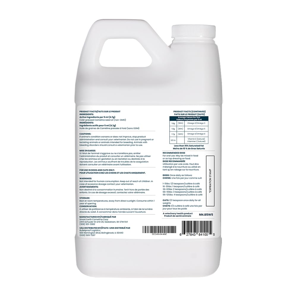 Smart Earth huile camelina pour chien – versement pompe pour intégration alimentaire.