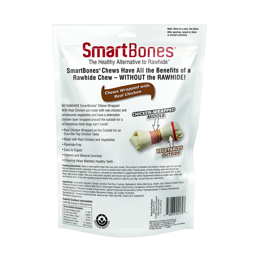 SmartBones bâtonnet poulet légumes, friandise sans cuir avec légumes.
