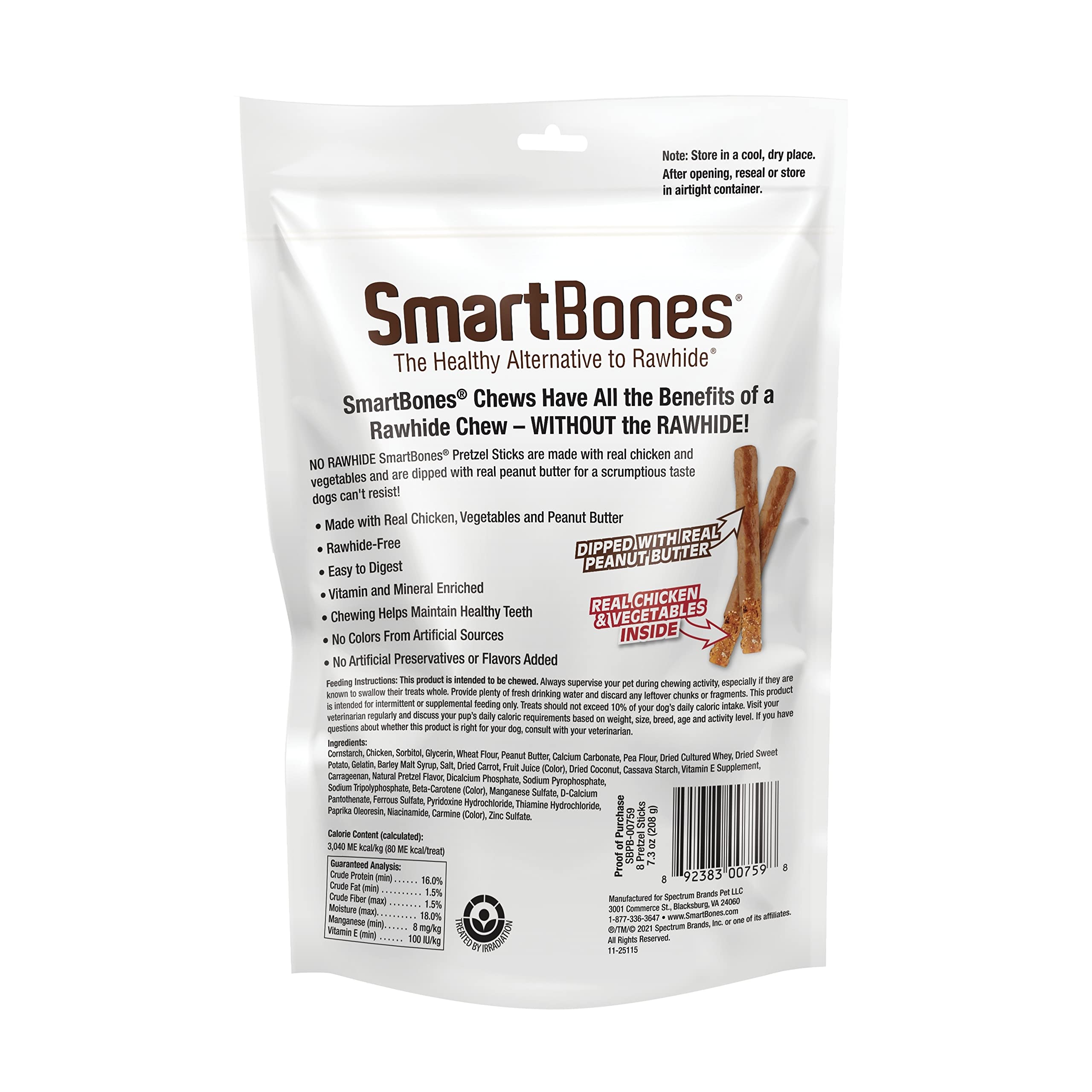 SmartBones bâtonnets bretzel sans cuir brut, option digestible pour chiens actifs.