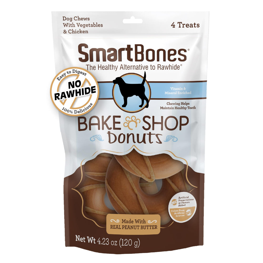 SmartBones beignets au beurre de cacahuète: cœur fondant pour chien, récompense savoureuse.