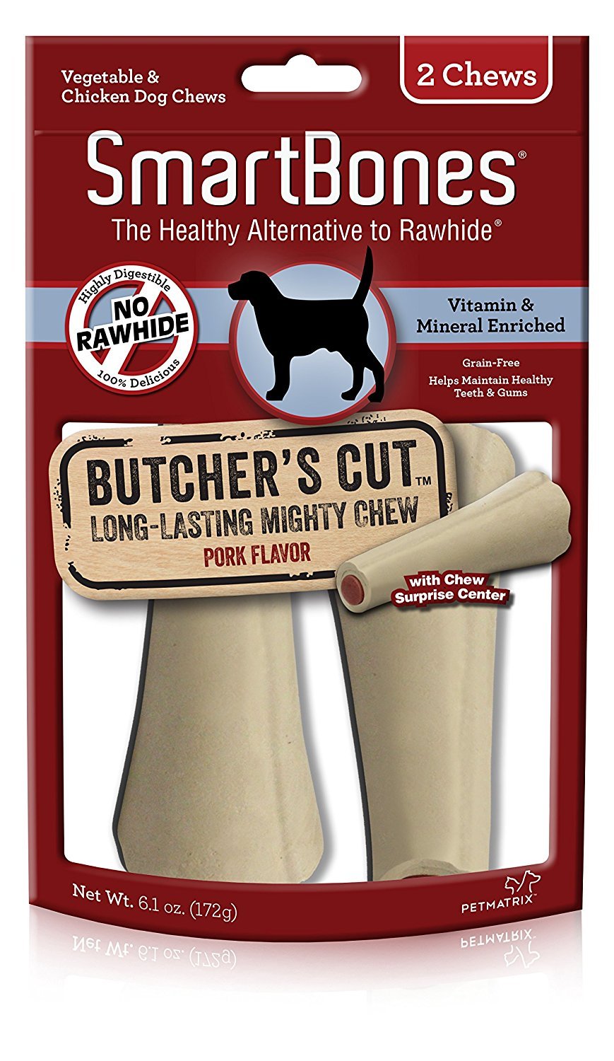 SmartBones Butcher's Cut centre goût poulet, mastication longue pour chien actif.