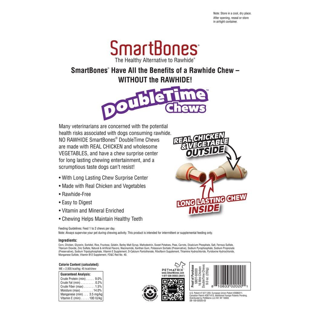 SmartBones DoubleTime Mini: centre surprise pour mâcher longtemps et divertir votre chien.