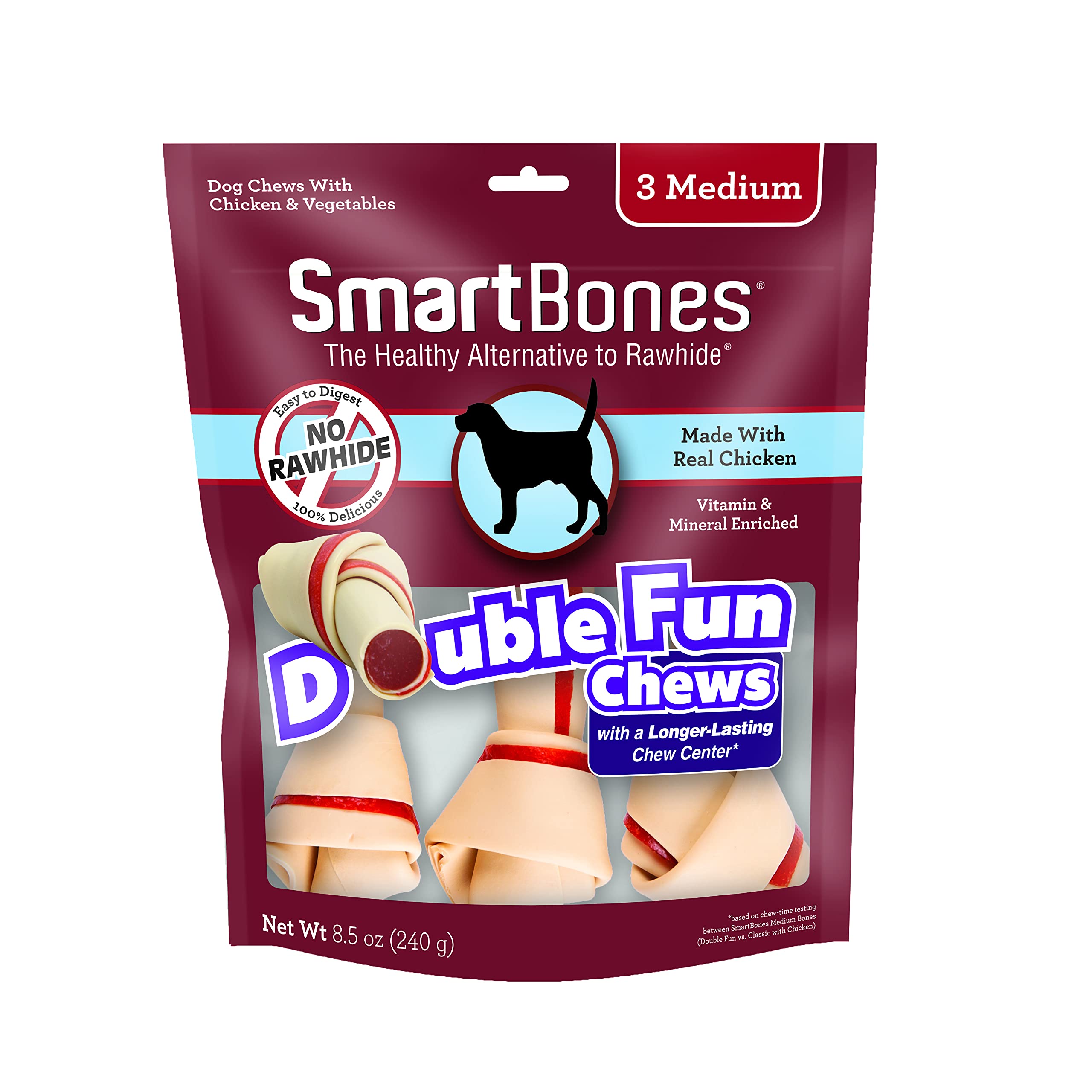 SmartBones DoubleTime centre de mastication longue durée pour chiens actifs.