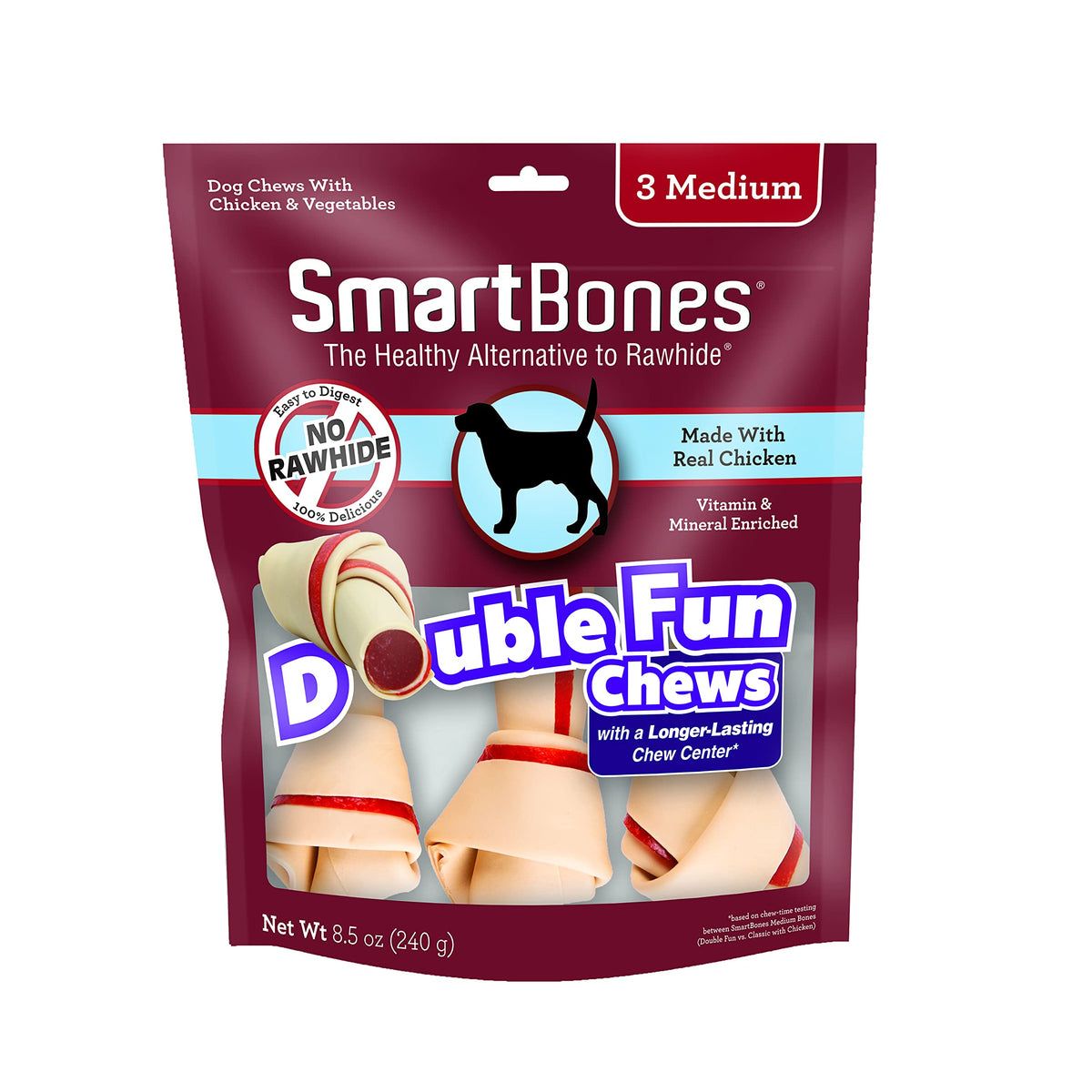 SmartBones DoubleTime centre de mastication longue durée pour chiens actifs.