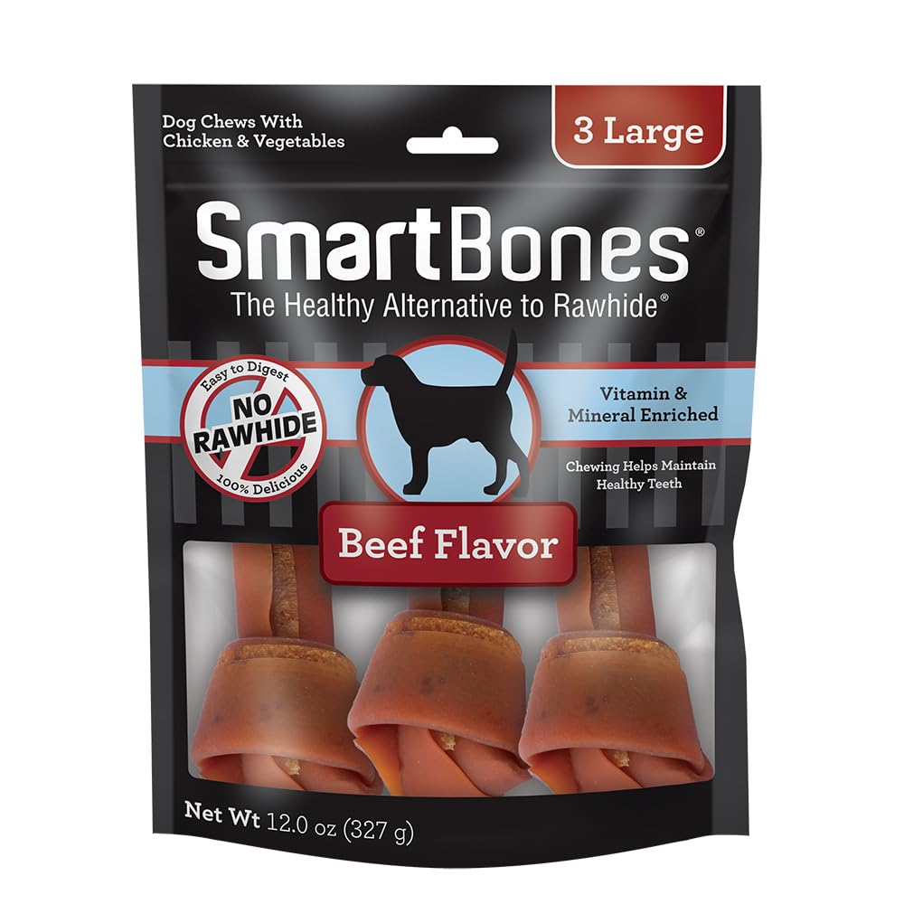 SmartBones grandes friandises au boeuf réel, extérieur enveloppé pour mâcher.