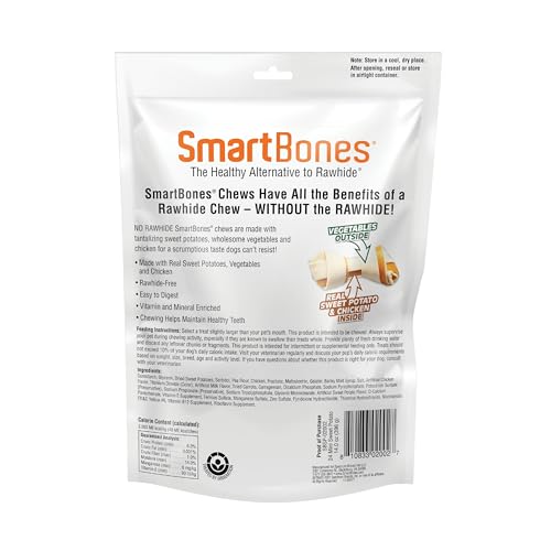 SmartBones Mini centre poulet patate douce, bouchées appétissantes et digestibles.