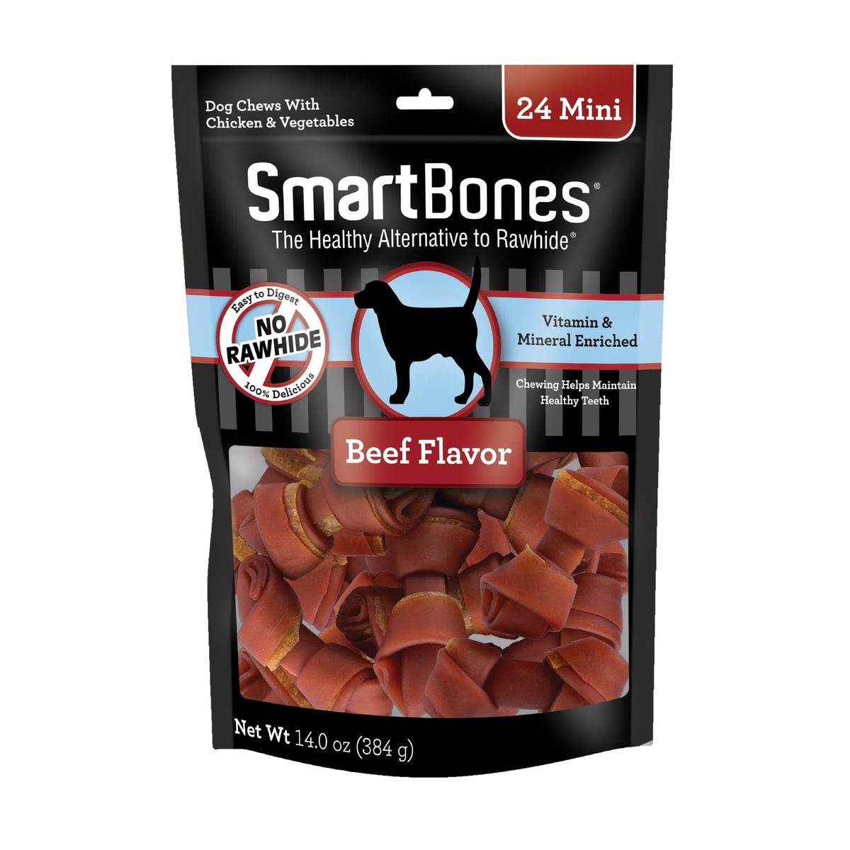 SmartBones Mini Os Boeuf-Legumes : croquant naturel pour une mastication satisfaisante.